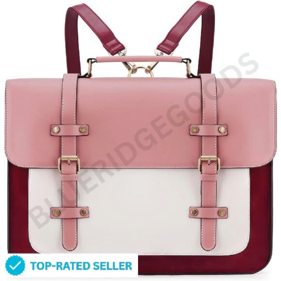 Vegan Leather Messenger Bag Laptop Briefcase Satchel Chic Minimal Work